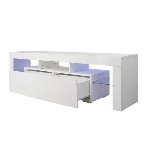 TV Base Stand with LED Light TV Cabinet Modern/Contemporary White TV Cabinet