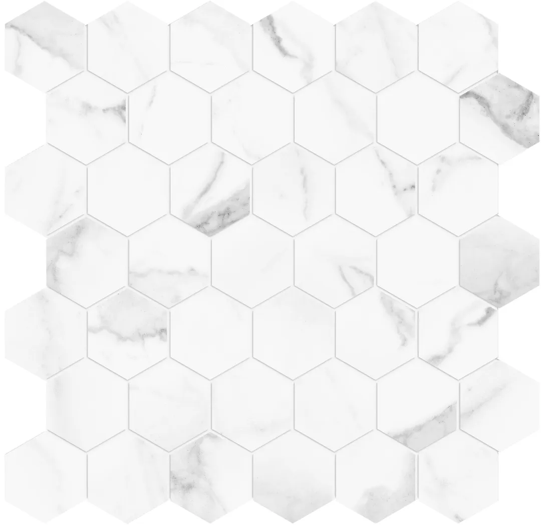 Satori Statuario 12-in x 12-in Polished Porcelain Marble Look Hexagon Mosaic Floor and Wall Tile (0.96-sq. ft/ Piece), photo 3 of 9