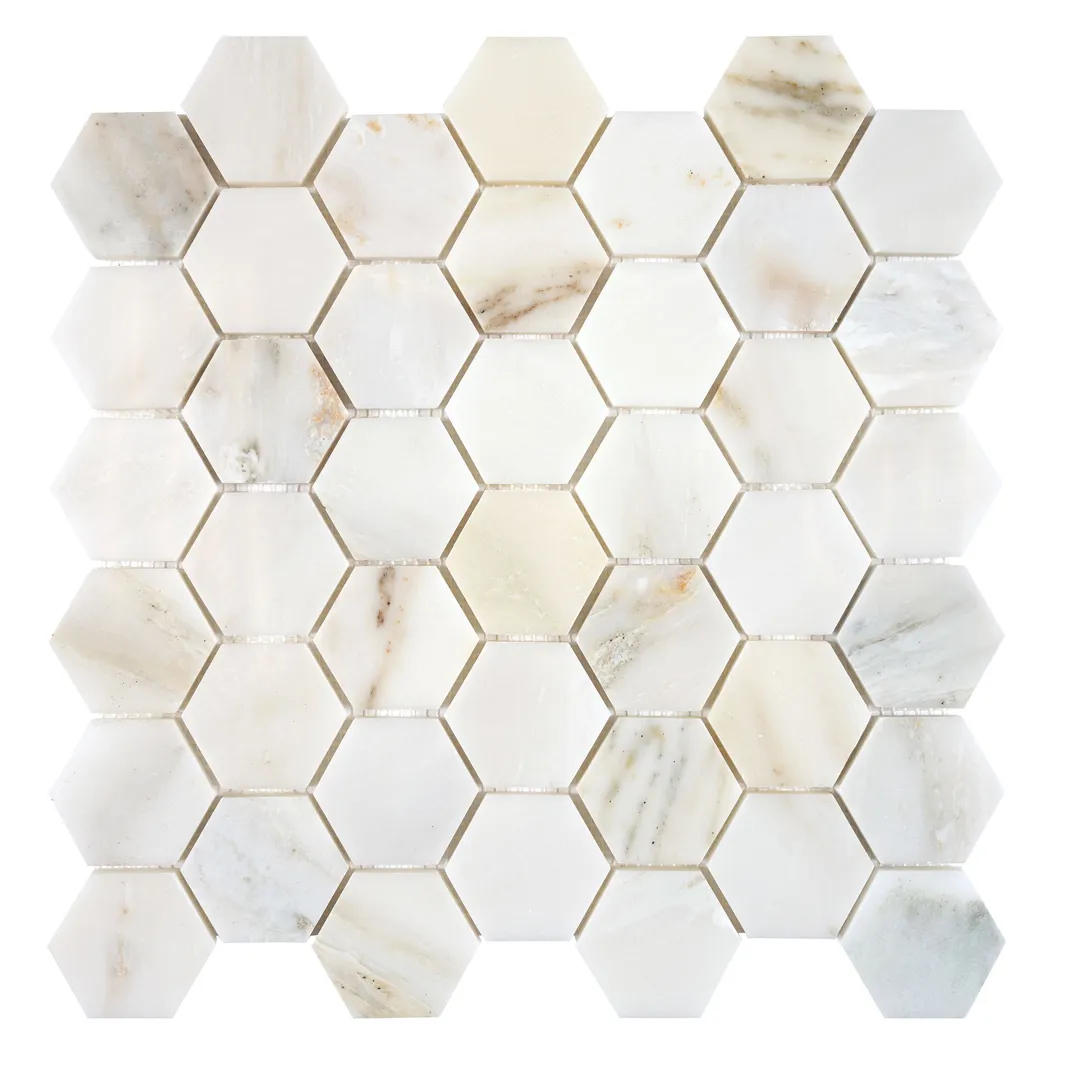 Satori Bianco Perla 12-in x 12-in Polished Natural Stone Look Hexagon Mosaic Floor and Wall Tile (0.96-sq. ft/ Piece), photo 3 of 7