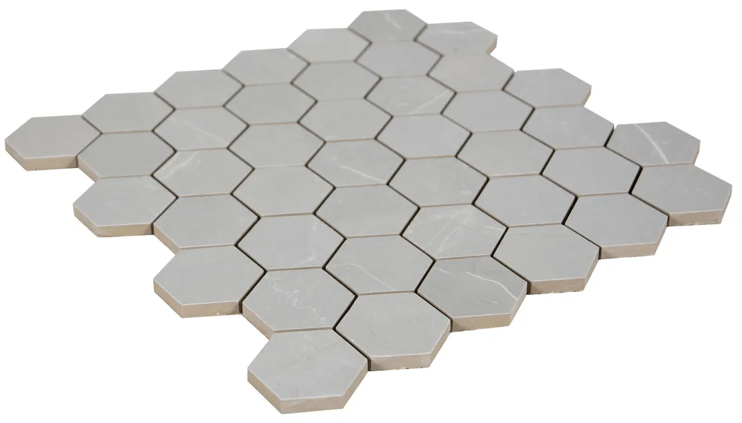 Satori Palisade Grigio Polished Hexagon 12-in x 12-in Polished Porcelain Marble-Look Mosaic Tile, 9.7-sq ft Carton, photo 3 of 7