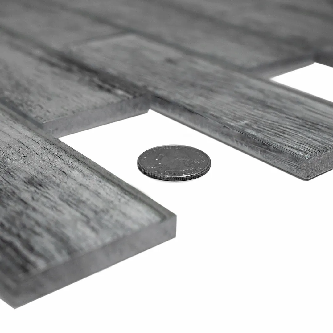 Apollo Tile (Sample) Gray 4-in x 4-in Glossy Glass Brick Wood Look Floor and Wall Tile, photo 5 of 11