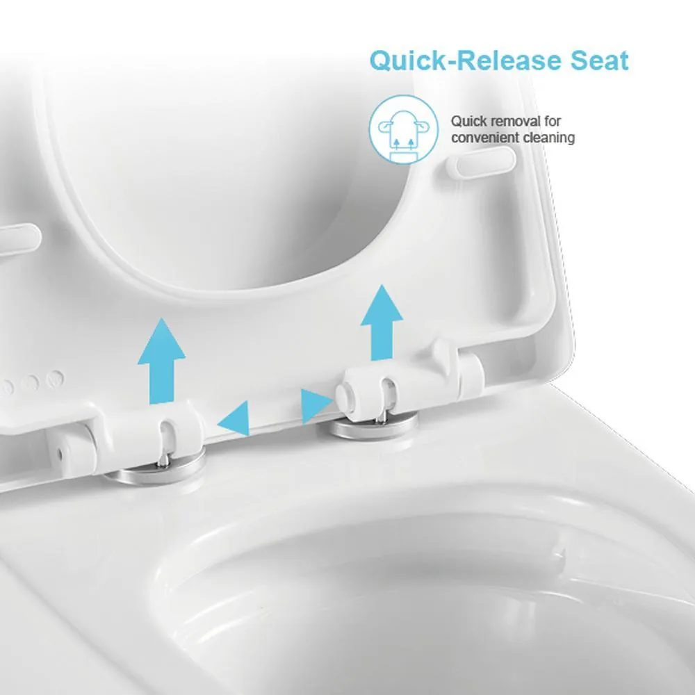 12 in. Rough-In 1-piece 1.1/ 1.6 GPF Dual Flush Elongated Siphonic Jet Toilet in White, Seat Included, photo 6 of 6