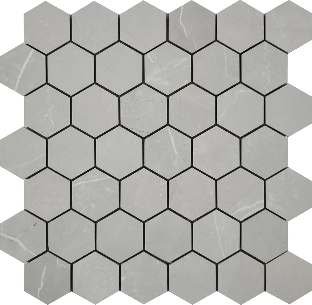 Satori Palisade Grigio Polished Hexagon 12-in x 12-in Polished Porcelain Marble-Look Mosaic Tile, 9.7-sq ft Carton, photo 2 of 7