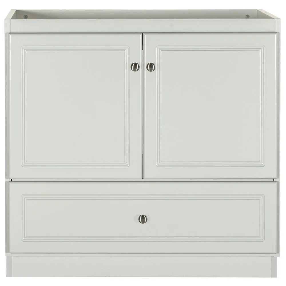Ultraline 60 in. W x 21 in. D x 34.5 in. H Vanity for Center Basin Cabinet Only in Satin White, photo 14 of 42