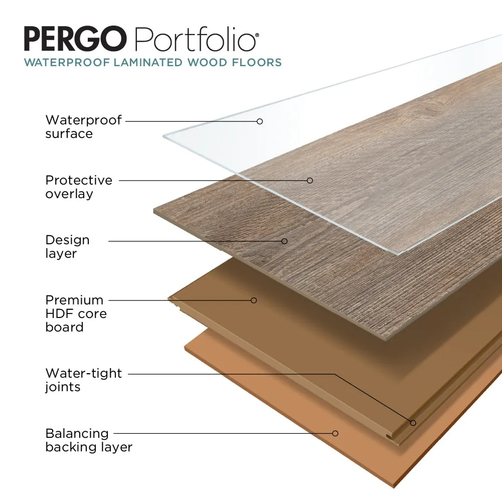 Pergo Portfolio + WetProtect Waterfall Oak Waterproof Laminate Flooring, photo 6 of 8