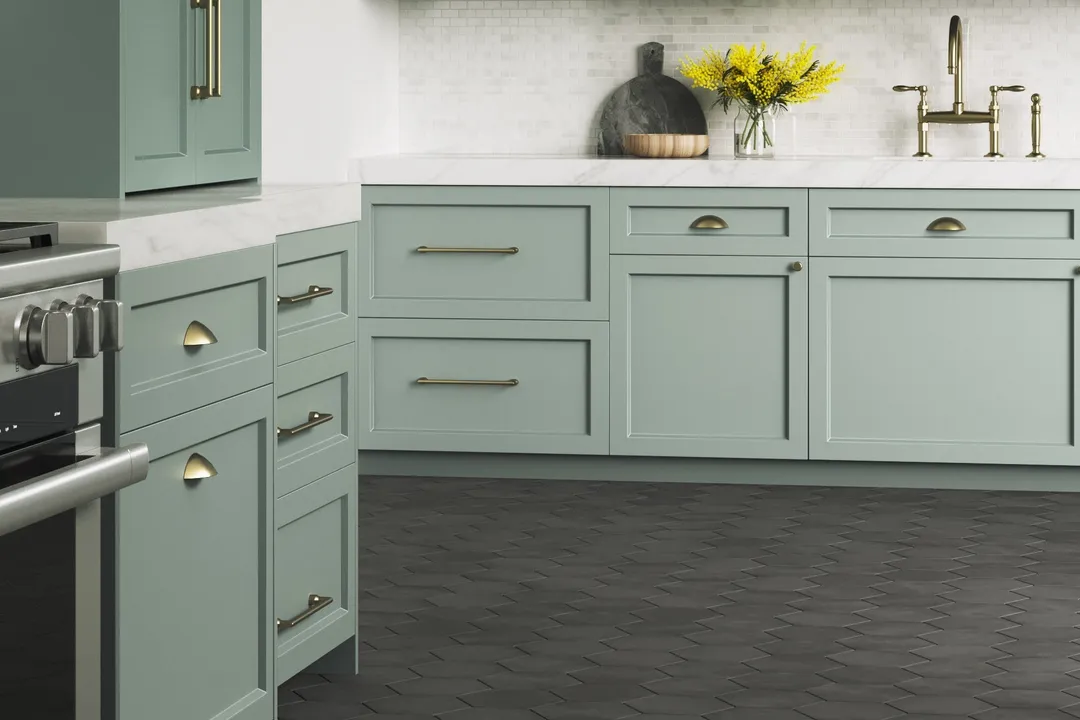 Satori Nouveau Nero 7-in x 8-in Matte Porcelain Encaustic Hexagon Floor and Wall Tile (0.28-sq. ft/ Piece), photo 8 of 15