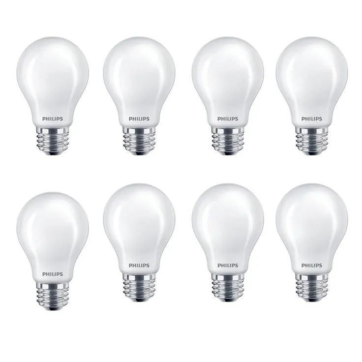Philips 40-Watt Equivalent A19 Non-Dimmable Energy Saving Frosted Classic Glass LED Light Bulb Soft White (2700K) (8-Pack), photo 3 of 8