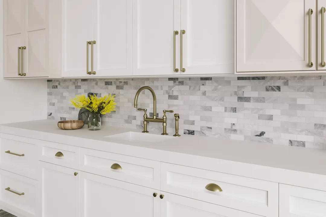 Satori Storm Polished 12-in x 12-in Natural Marble Brick Mosaic Wall Tile, Polished Finish (0.97-sq ft per piece), photo 6 of 8