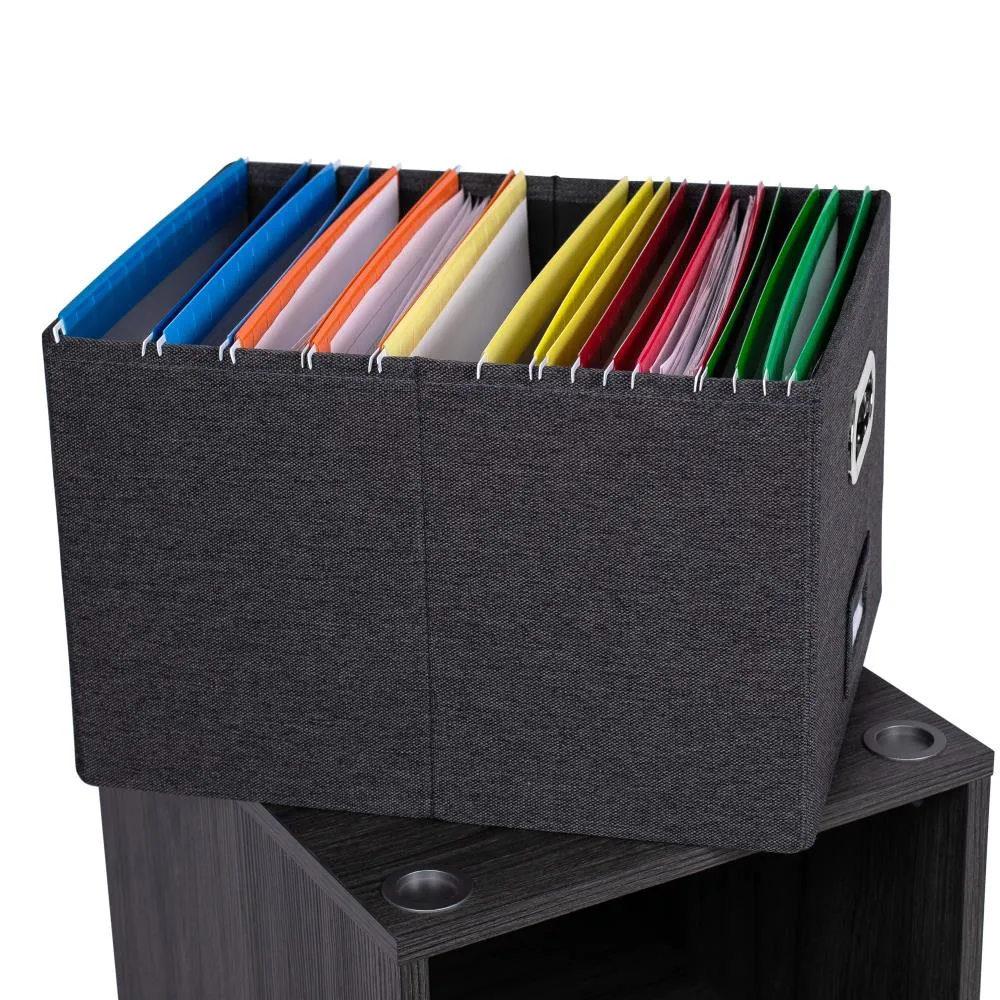 BirdRock Home Contemporary Black Lateral File Cabinet, 15  14  12in, Wood Construction, Rolling or Stacking, Decorative Driftwood Design, Versatile Storage, photo 2 of 6