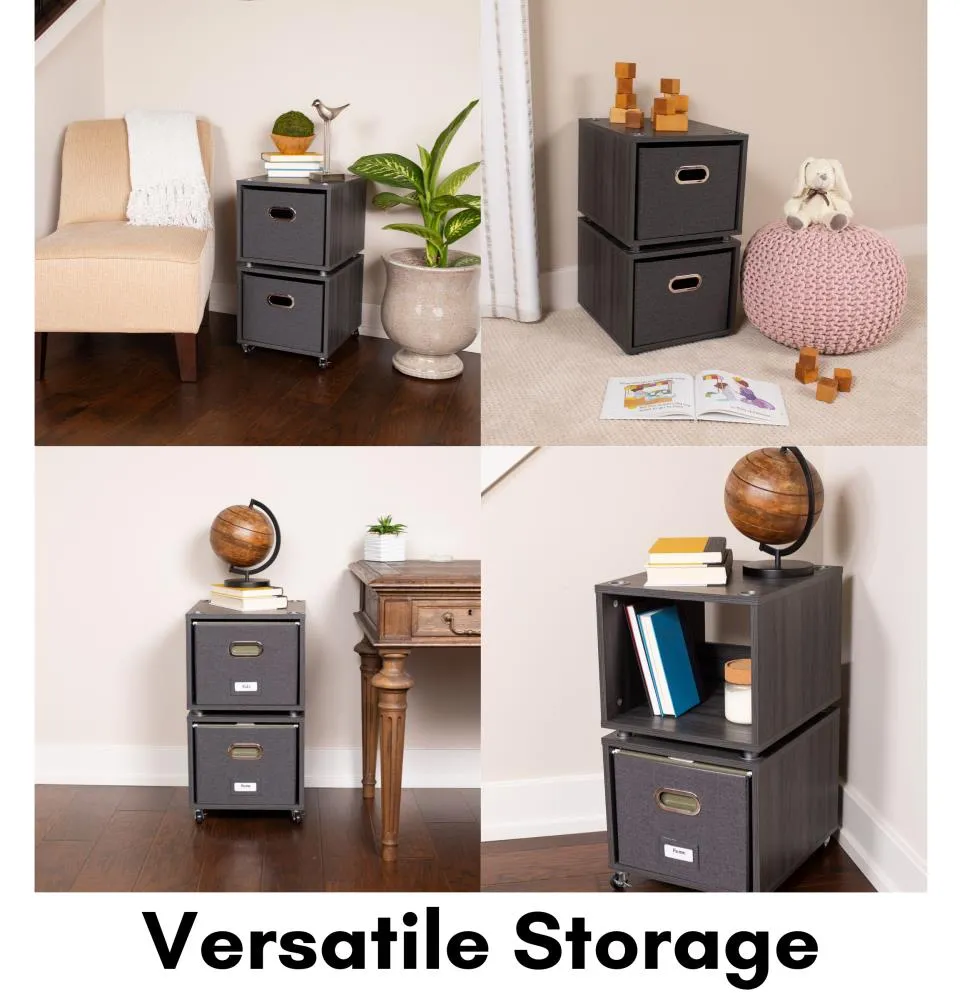 BirdRock Home Contemporary Black Lateral File Cabinet, 15  14  12in, Wood Construction, Rolling or Stacking, Decorative Driftwood Design, Versatile Storage, photo 3 of 6