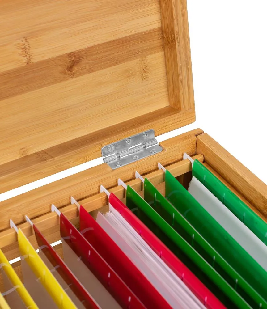 BirdRock Home Contemporary Bamboo File Organizer with Lid, Rolling Filing Box, Clear Finish, Commercial Grade, Wood Storage Container for Letter/Legal Files, photo 3 of 5