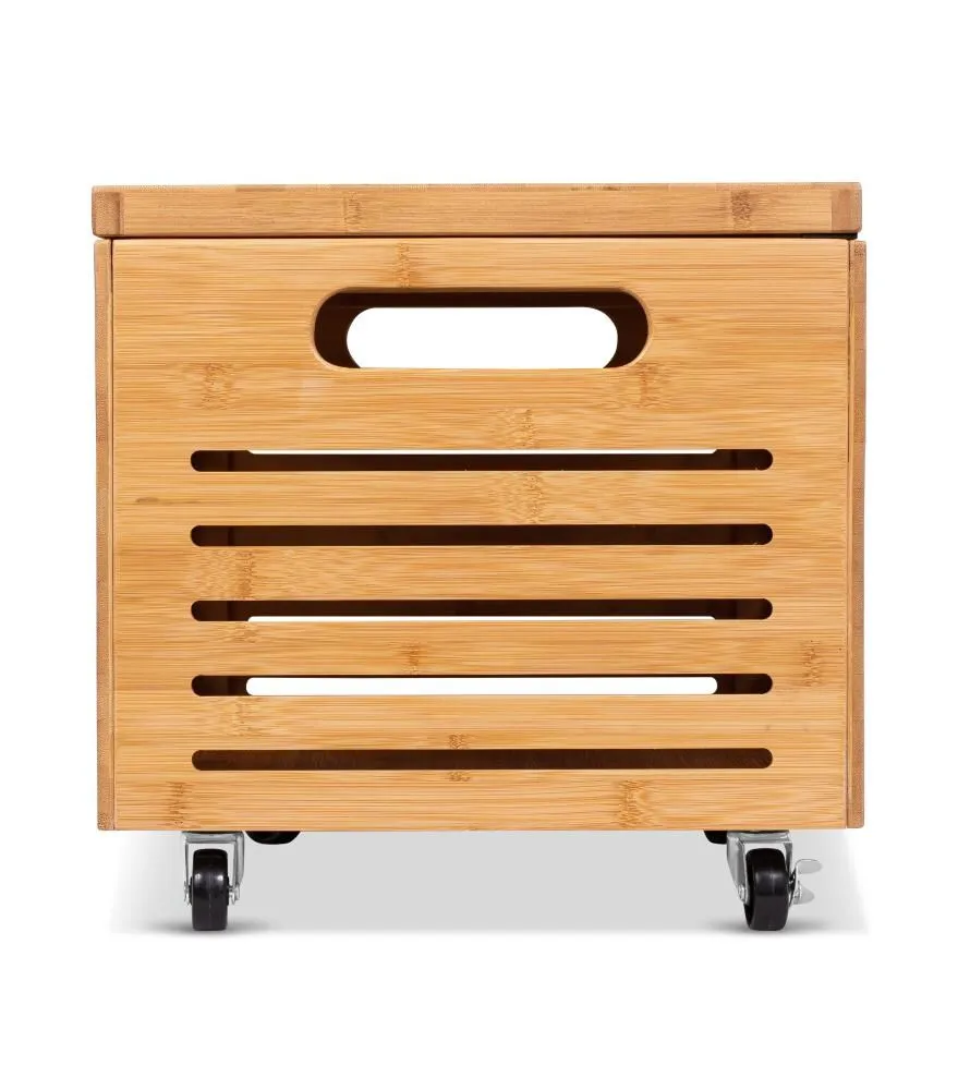 BirdRock Home Contemporary Bamboo File Organizer with Lid, Rolling Filing Box, Clear Finish, Commercial Grade, Wood Storage Container for Letter/Legal Files, photo 4 of 5