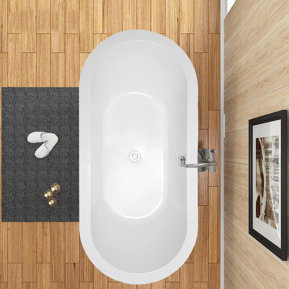 Lorient 59 in. Acrylic Flatbottom Freestanding Bathtub in White, photo 6 of 10