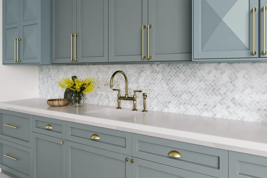Satori Bianco Polished 11-in x 12-in Natural Marble Herringbone Mosaic Wall Tile (0.9-sq ft Sheet), photo 12 of 13