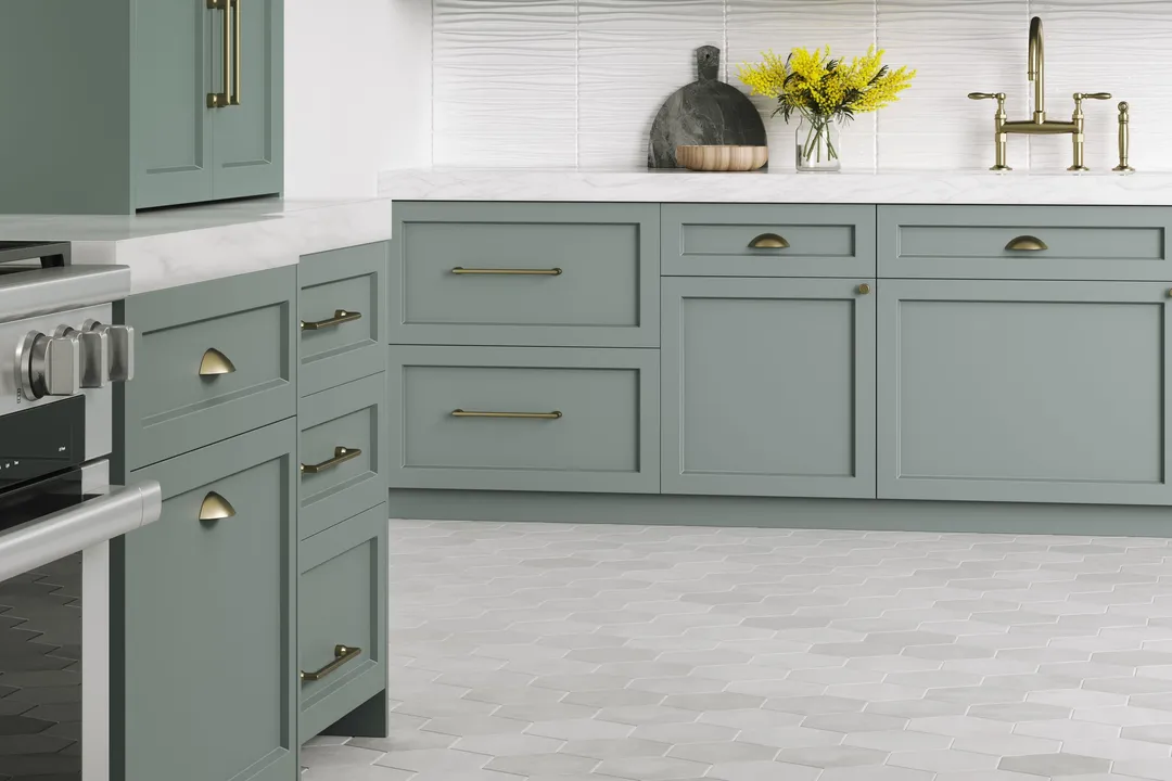 Satori Nouveau Greige 7-in x 8-in Matte Porcelain Encaustic Hexagon Floor and Wall Tile (0.28-sq. ft/ Piece), photo 4 of 12