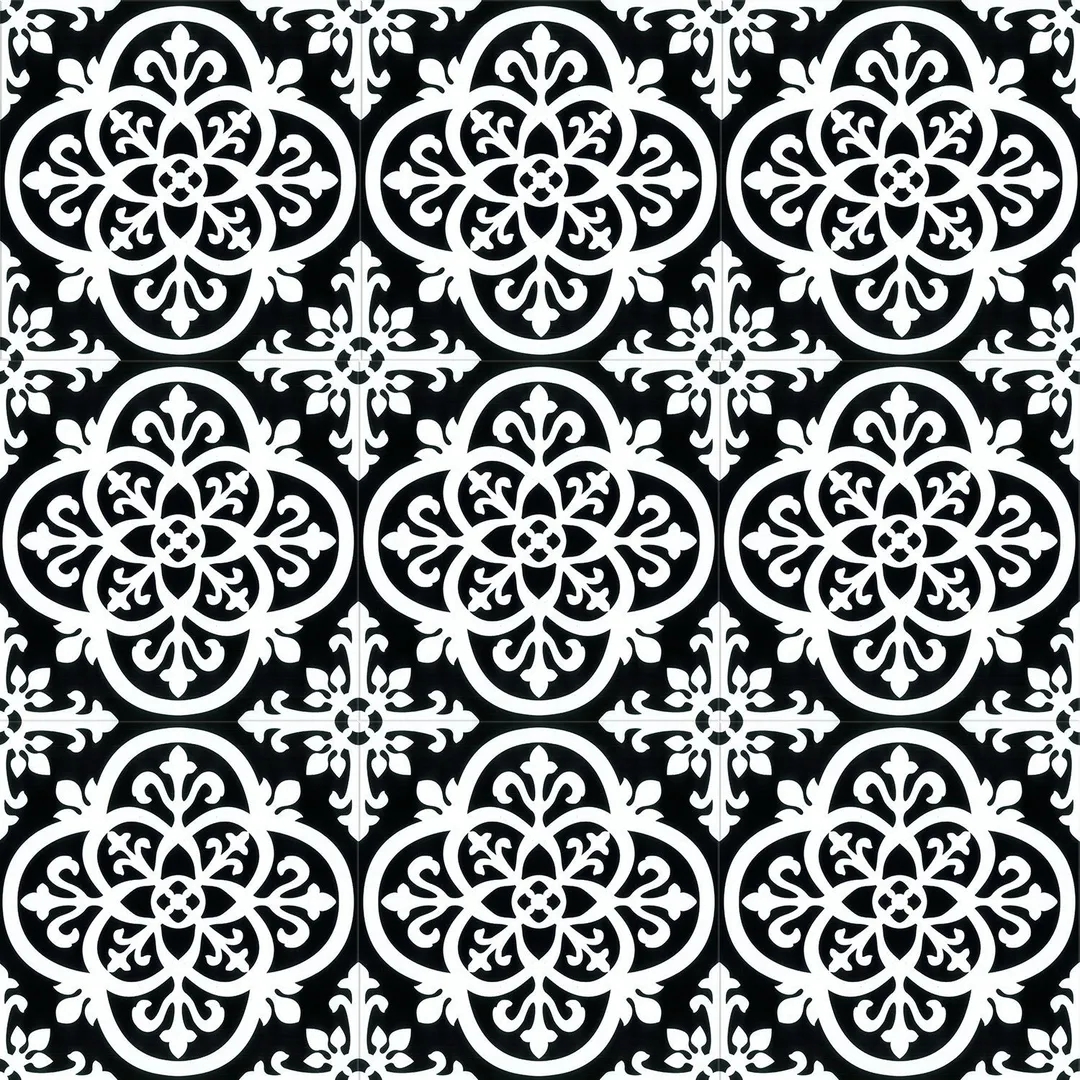 Lucida USA Florentine Black Patterned Look 12-mil x 12-in W x 12-in L Waterproof Peel and Stick Vinyl Tile Flooring (36-sq ft/ Carton), photo 2 of 6