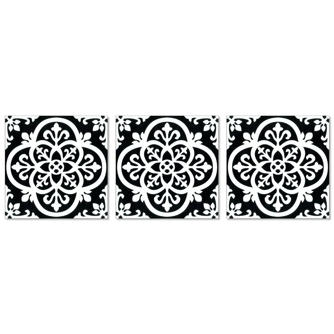 Lucida USA Florentine Black Patterned Look 12-mil x 12-in W x 12-in L Waterproof Peel and Stick Vinyl Tile Flooring (36-sq ft/ Carton), photo 3 of 6