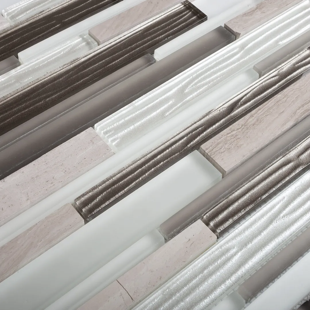 Apollo Tile (Sample) White, Gray 4-in x 4-in Polished Glass/Metal/Stone Marble Brick Look Floor and Wall Tile, photo 8 of 11