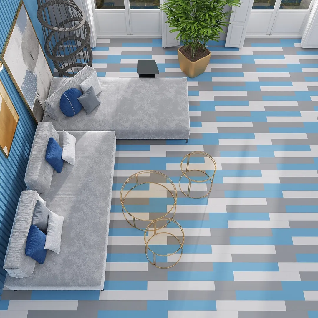 Lucida USA MonoCore Taffy Blue 22-mil x 5-4/5-in W x 36-in L Waterproof Interlocking Luxury Vinyl Plank Flooring (13-sq ft/ Carton), photo 6 of 10