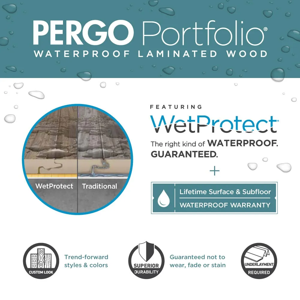 Pergo Portfolio + WetProtect Waterfall Oak Waterproof Laminate Flooring, photo 8 of 8