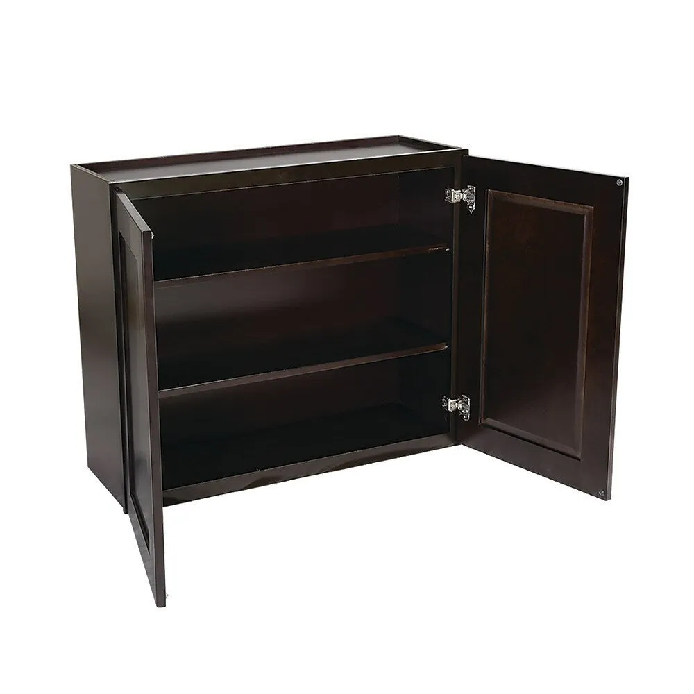 Design House Brookings 33-in W x 36-in H x 12-in D Espresso Maple Wall Ready To Assemble Plywood Cabinet (Recessed Panel Shaker Door Style), photo 20 of 20