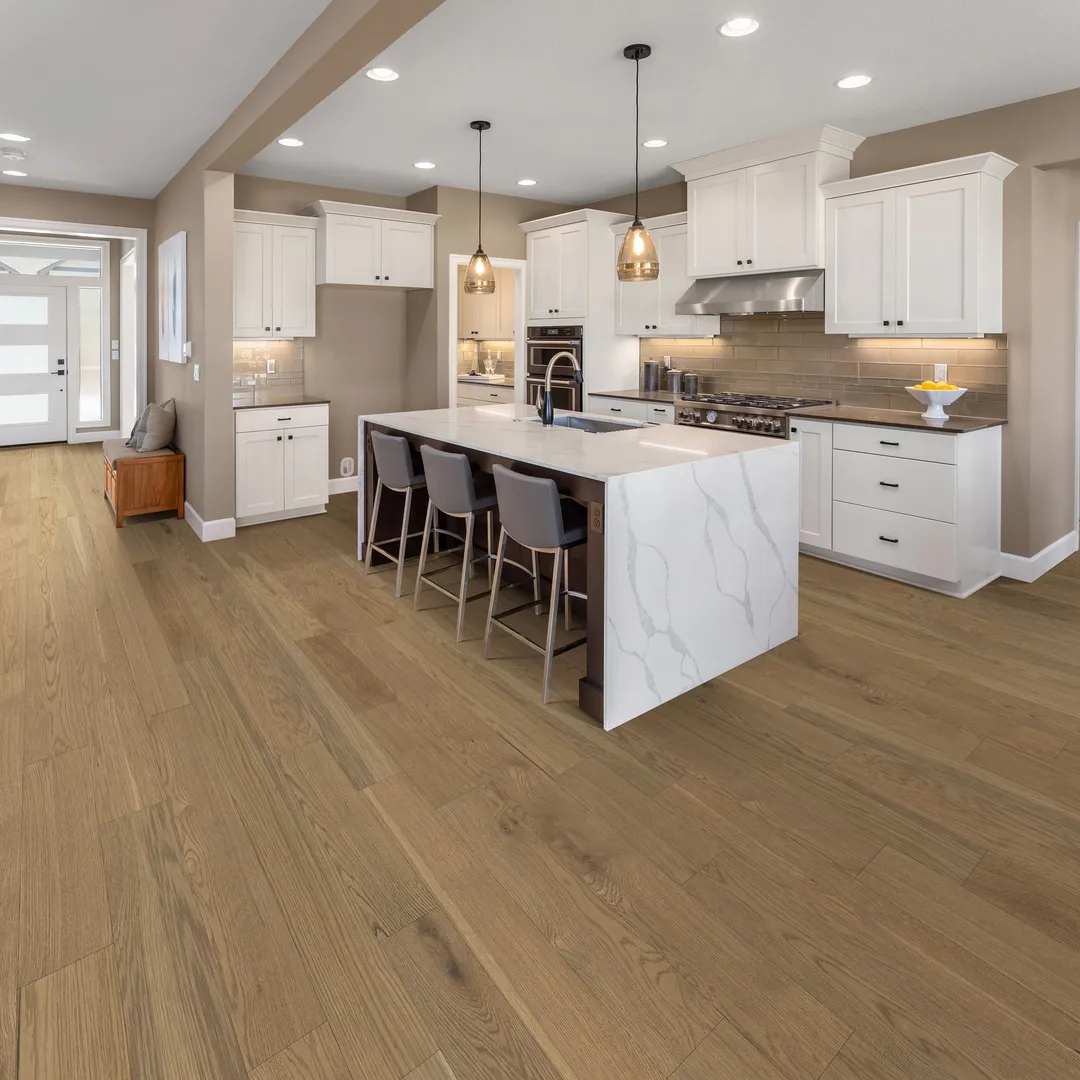 allen + roth Aged Lodge White oak 7/16-in T x 6-1/2-in W Wirebrushed Engineered Hardwood Flooring ( 24.5-sq ft / Carton ), photo 7 of 8