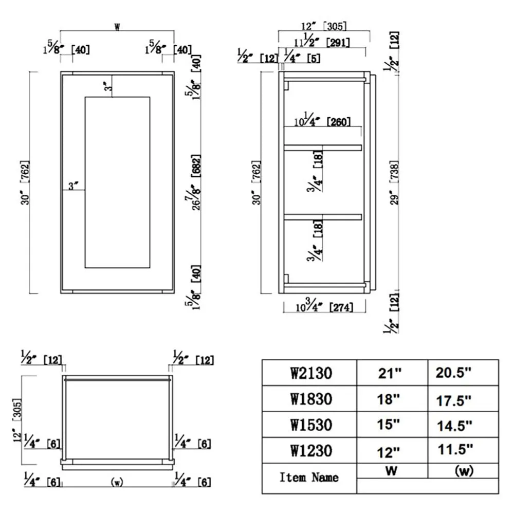 Design House Brookings 12-in W x 30-in H x 12-in D White Maple Wall Fully Assembled Plywood Cabinet (Recessed Panel Shaker Door Style), photo 7 of 15