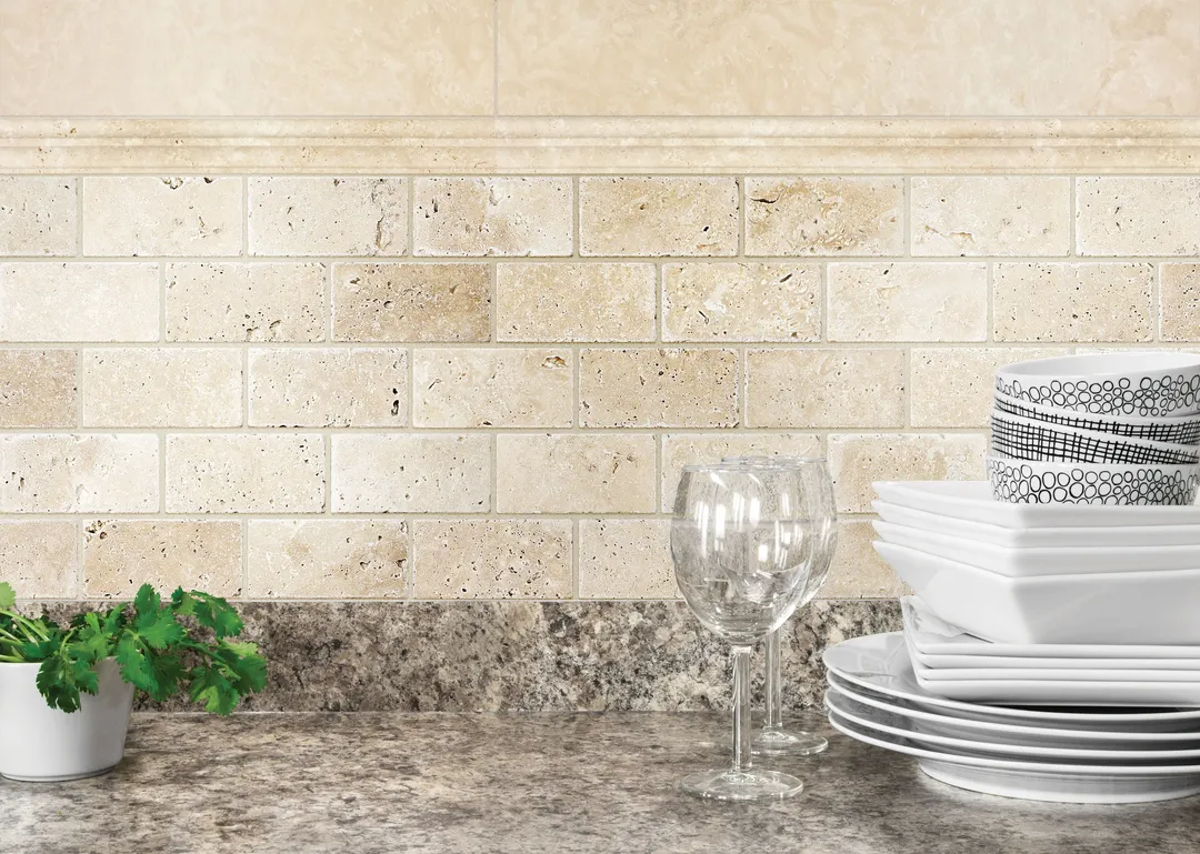 Satori Chiaro Natural Stone Travertine Chair Rail Tile (1-1/2-in x 12-in), photo 8 of 8