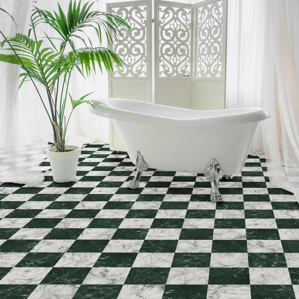 Perfection Floor Tile Green Marble (4) 0.05-mil x 20-in W Click Lock Patterned look Luxury Vinyl Tile Flooring ( 16.7-sq ft Carton ), photo 2 of 3