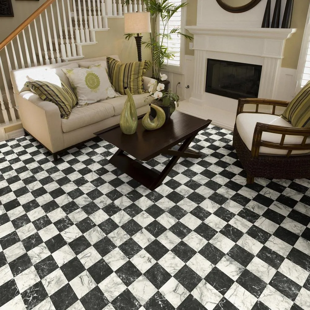 Perfection Floor Tile SodaPop Shoppe Black Marble (16) 20-in x 20-in Water-Resistant Interlocking Luxury Vinyl Tile Flooring, 16.7-sq ft Carton, photo 2 of 3