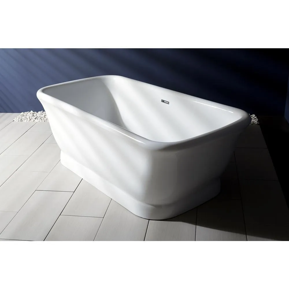 Large Modern 71 in. Acrylic Center Drain Double Ended Flatbottom Non-Whirlpool Freestanding Bathtub in White, photo 3 of 5