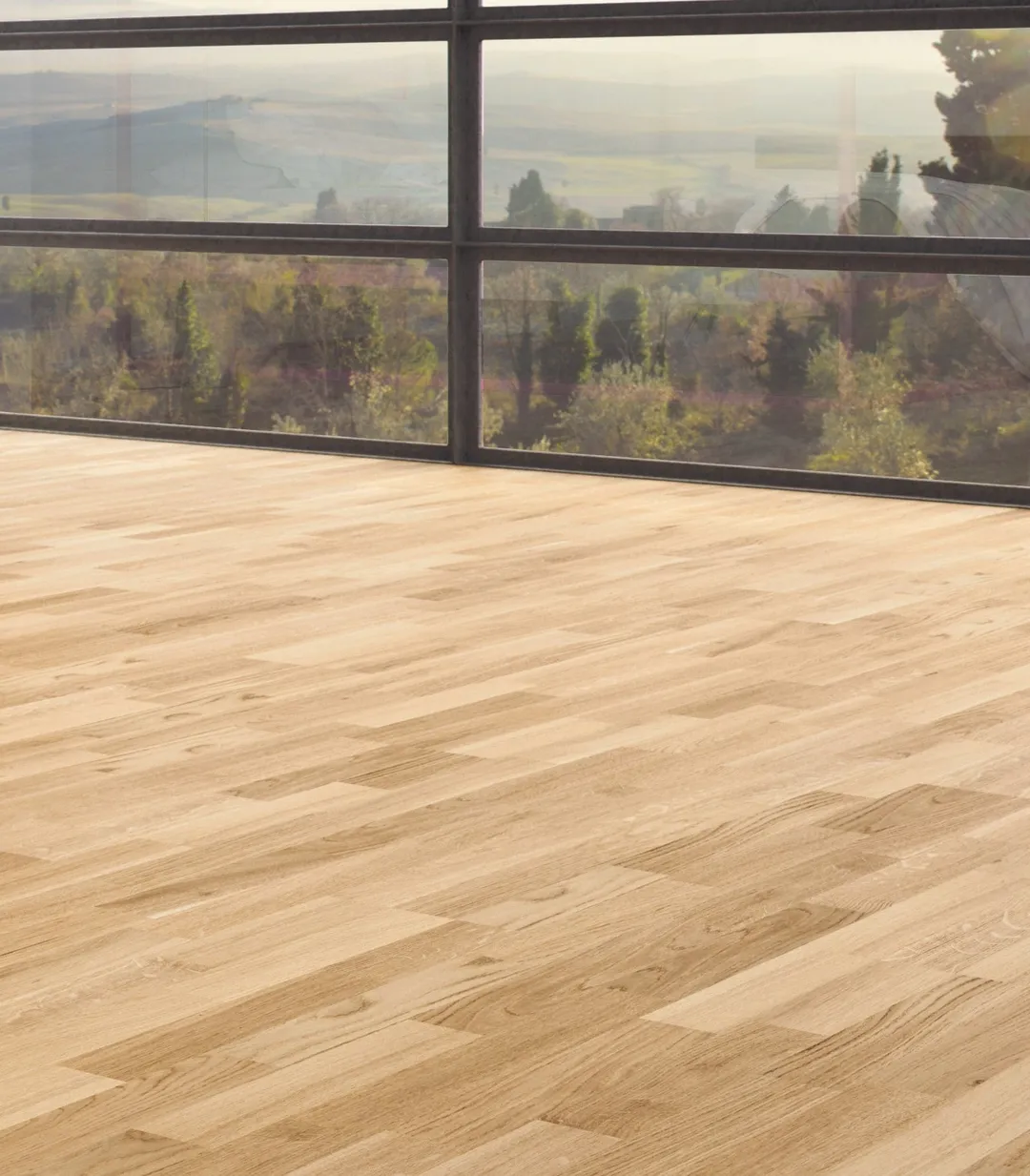 allen + roth allen+roth Brushed is an Oak wood floor with brown, a wire brushed texture, and a low-gloss finish that highlights the wood's natural variation European white oak 1/2-in T x 7-31/64-in W Water Resistant Wirebrushed Engineered Hardwood Fl, photo 4 of 11