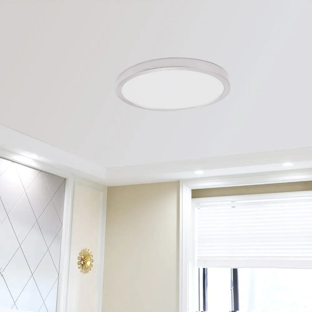 Project Source Adjustable Color Temperature 13-in Brushed Nickel LED Flush Mount Light, photo 4 of 8