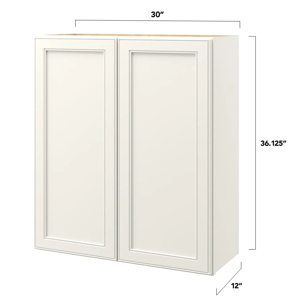 allen + roth McKeller 30-in W x 36.125-in H x 12-in D Linen Wall Fully Assembled Cabinet (Flat Panel Mitered Door Style), photo 5 of 16