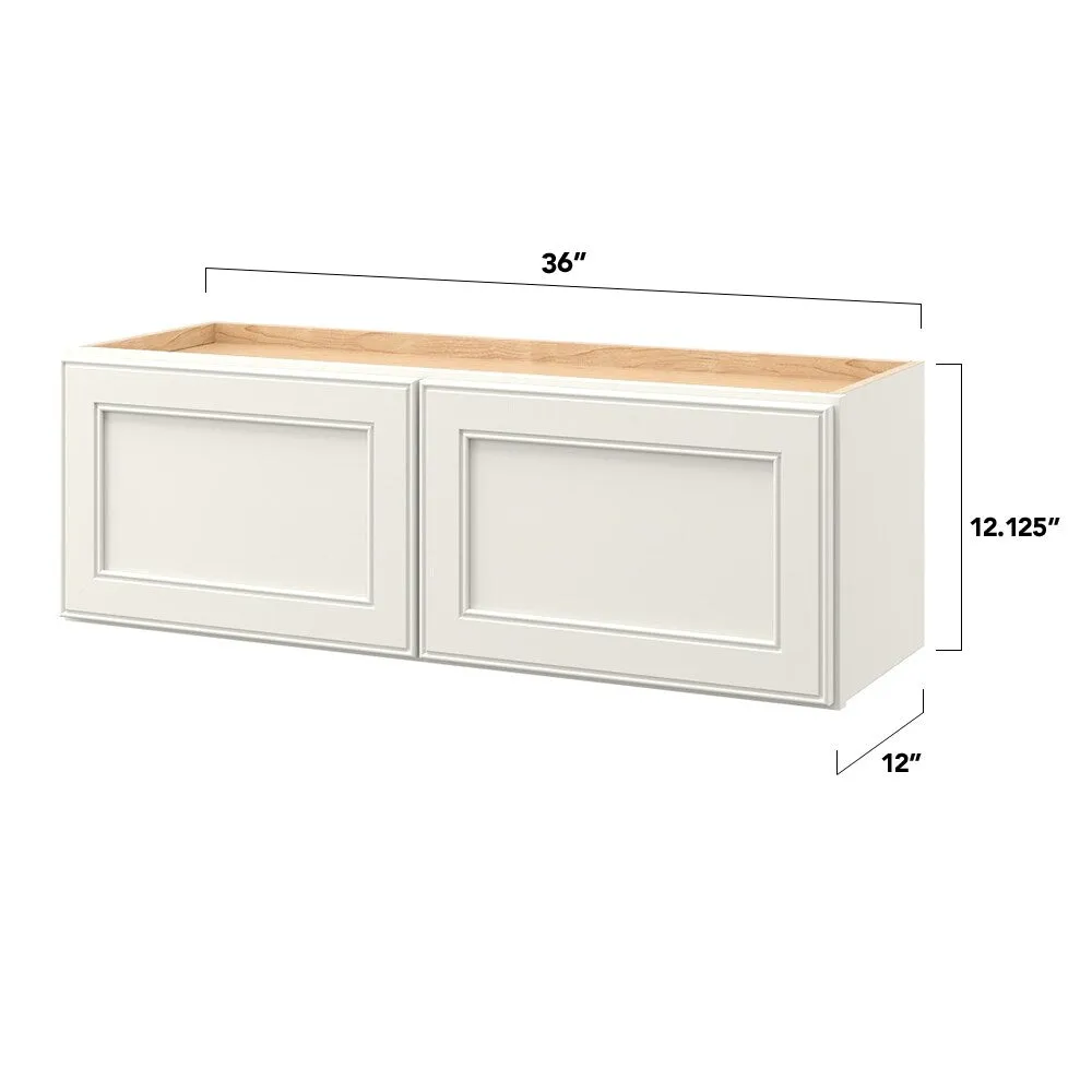allen + roth McKeller 36-in W x 12.125-in H x 12-in D Linen Wall Fully Assembled Cabinet (Flat Panel Mitered Door Style), photo 5 of 16