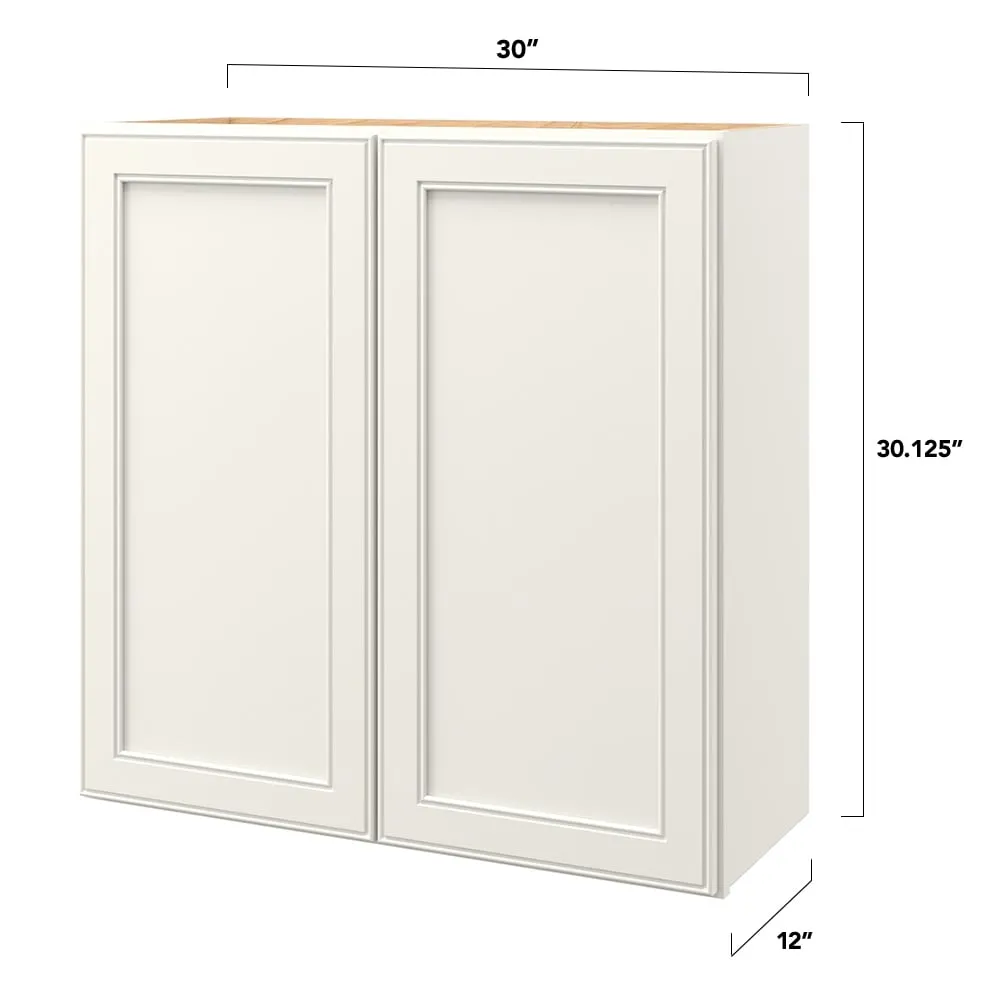 allen + roth McKeller 30-in W x 30.125-in H x 12-in D Linen Wall Fully Assembled Cabinet (Flat Panel Mitered Door Style), photo 5 of 16