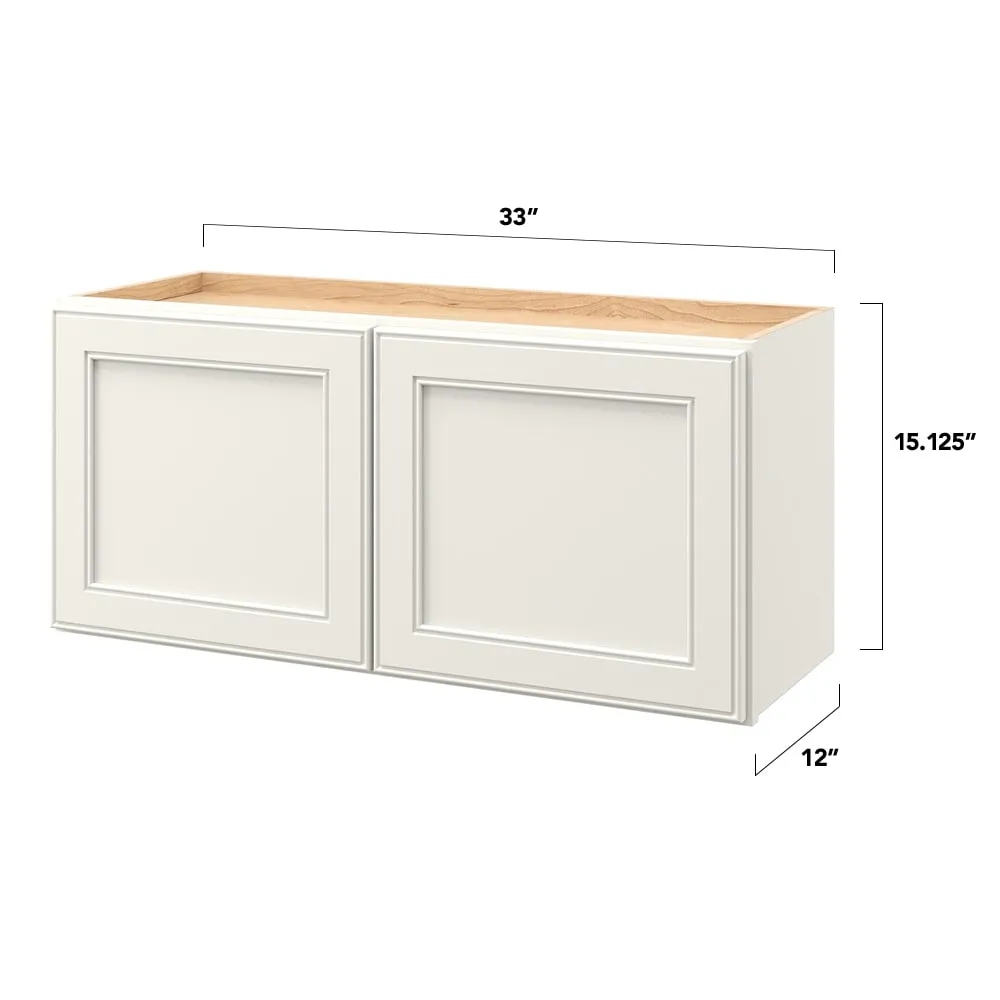 allen + roth McKeller 33-in W x 15.125-in H x 12-in D Linen Wall Fully Assembled Cabinet (Flat Panel Mitered Door Style), photo 5 of 13