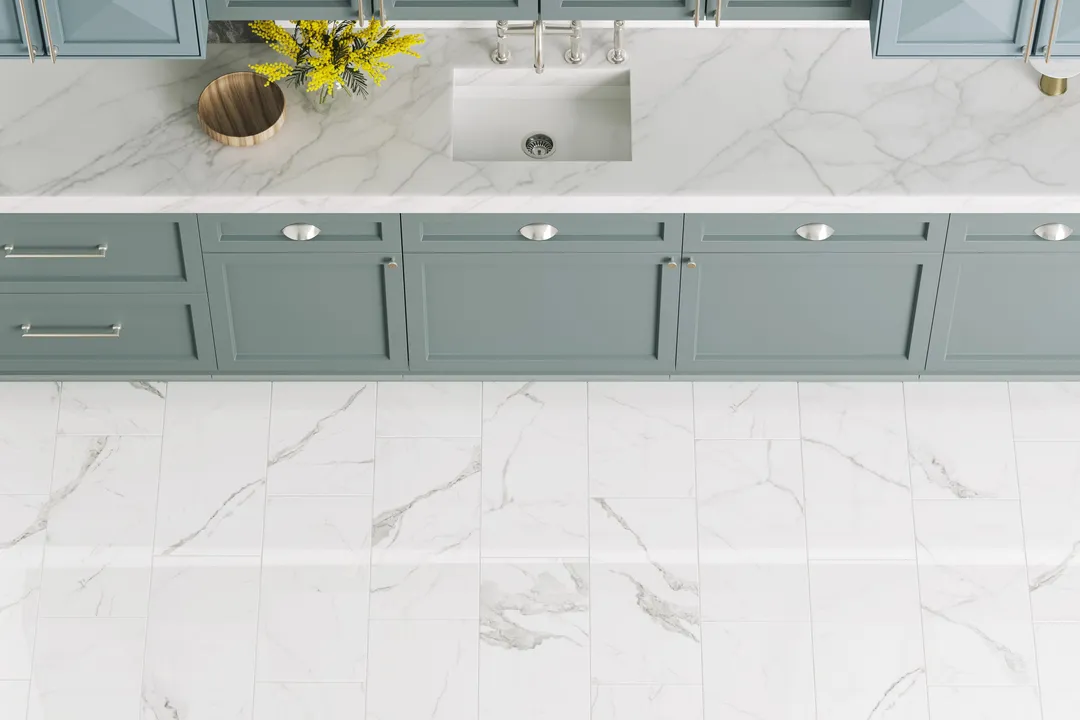 Satori Statuario 12-in x 24-in Polished Porcelain Marble Look Floor and Wall Tile (1.93-sq. ft/ Piece), photo 7 of 13