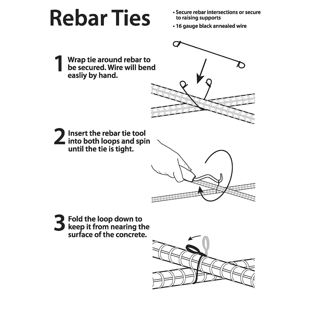 ProWorx 16-Gauge 6 in. Steel Rebar Bar Ties, 100-Count Bag, photo 6 of 6