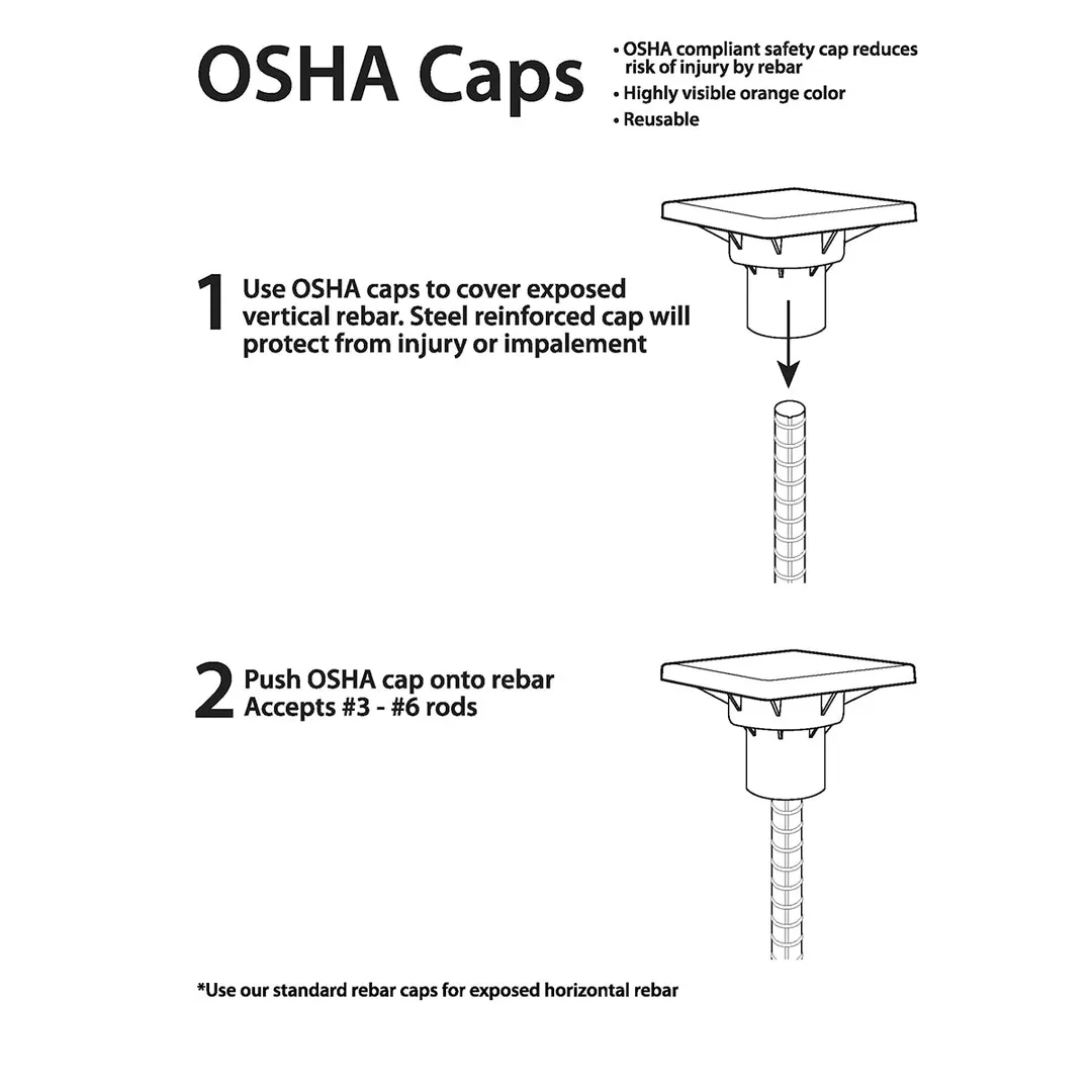 ProWorx Vertical Rebar Safety Cap (OSHA), Fits #3-#7 Rebar, Orange, 10 Pack, photo 6 of 6