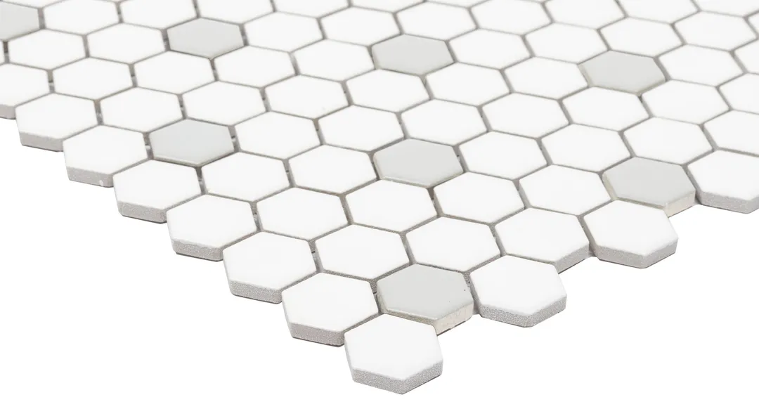 Satori Hudson Brilliant White and Gray 10-in x 12-in Matte Porcelain Hexagon Mosaic Floor and Wall Tile (0.82-sq. ft/ Piece), photo 7 of 9