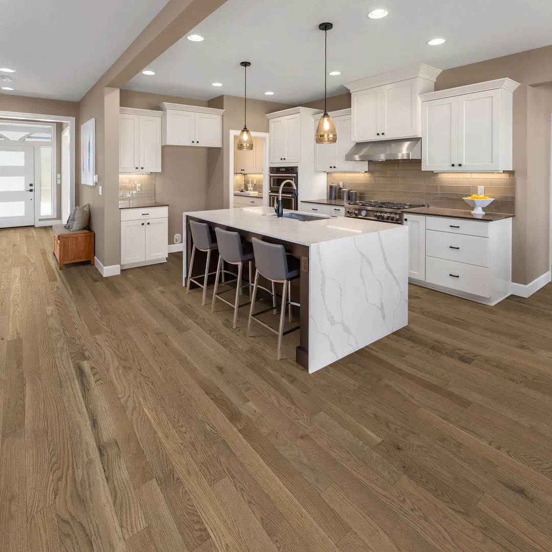 allen + roth Aged Lodge Oak 3/4-in T x 3-in W Wirebrushed Solid Hardwood Flooring ( 24-sq ft / Carton ), photo 4 of 11