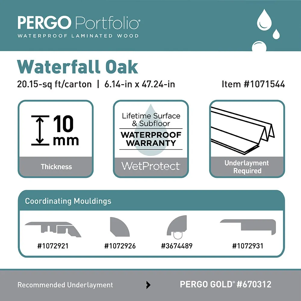 Pergo Portfolio + WetProtect Waterfall Oak Waterproof Laminate Flooring, photo 7 of 8