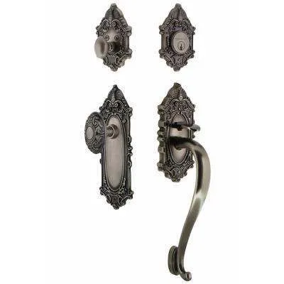Italian Collection Visconti Single Cylinder Edged Bronze Door Handleset with Sorado Interior