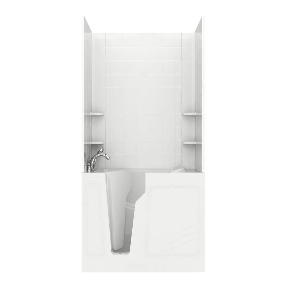 Rampart Nova Heated 5 ft. Walk-in Whirlpool Bathtub with 6 in. Tile Easy Up Adhesive Wall Surround in Biscuit, photo 20 of 33