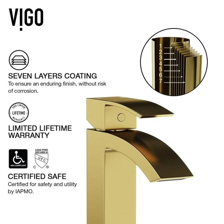 VIGO Lotus Matte Stone Vessel Bathroom Sink in White with Duris Faucet in Matte Gold, photo 8 of 10