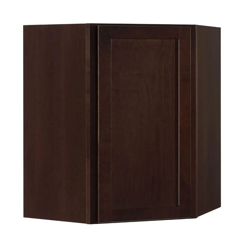 Shaker Assembled 24x30x12 in. Diagonal Corner Wall Kitchen Cabinet in Satin White, photo 20 of 25