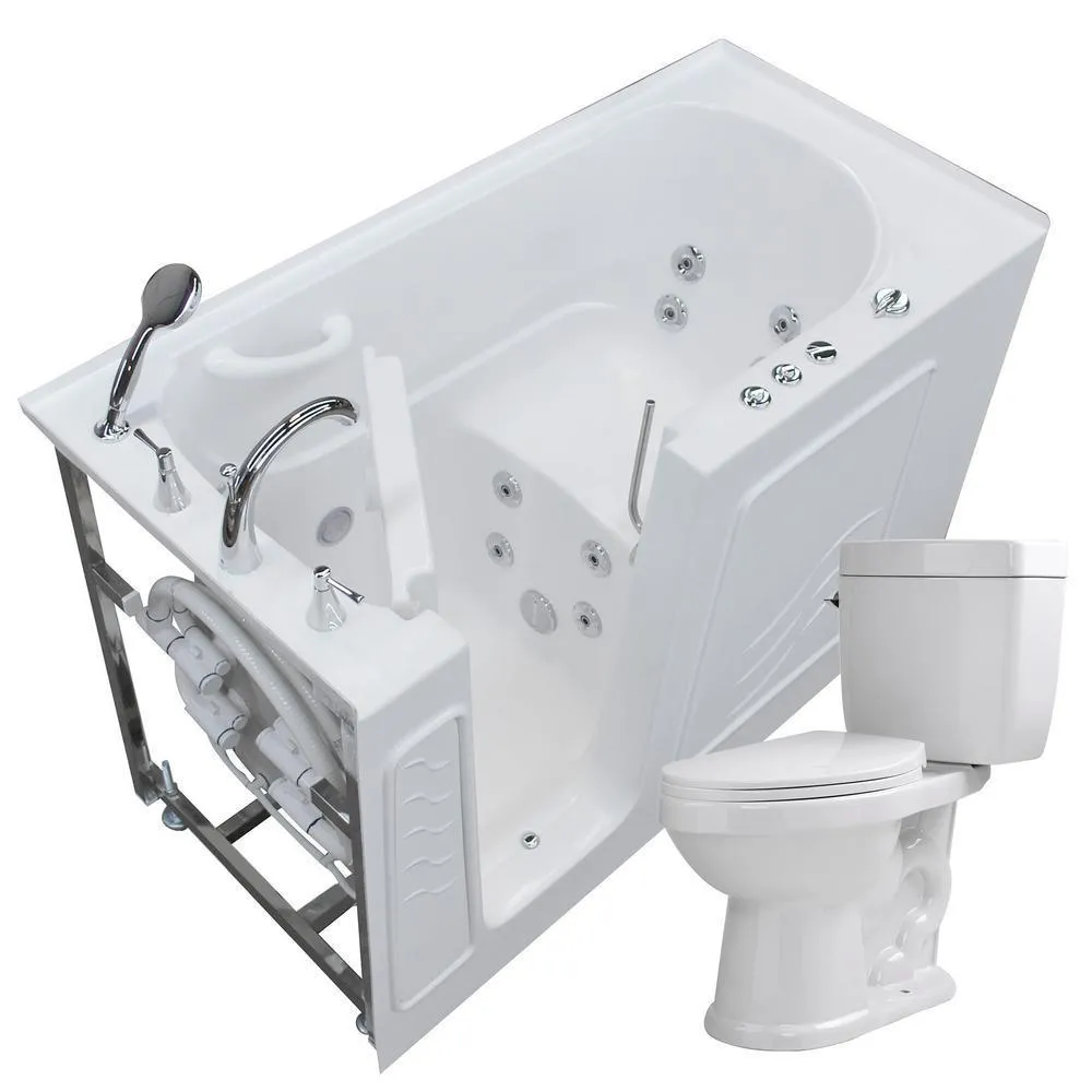Universal Tubs Nova Heated 60 in. Walk-In Whirlpool Bathtub in White with 1.6 GPF Single Flush Toilet, photo 17 of 20