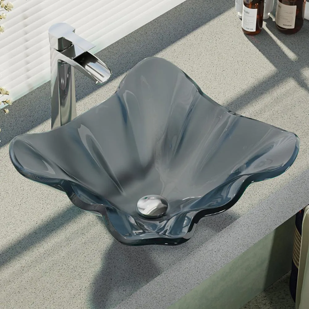 Glass Vessel Sink in Frosted with R9-7007 Faucet and Pop-Up Drain in Brushed Nickel, photo 13 of 14
