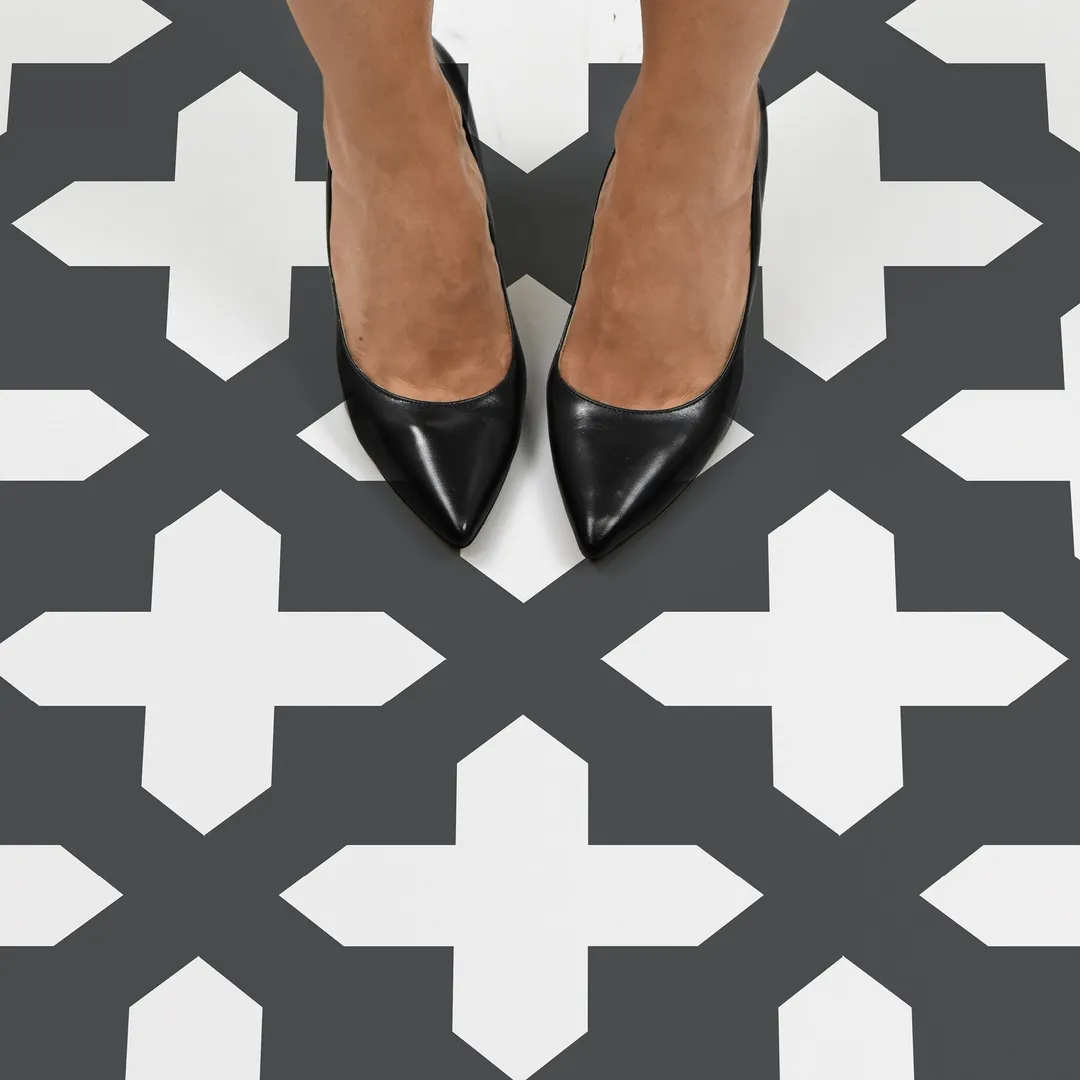FloorPops Black 12-in x 12-in Water Resistant Peel and Stick Vinyl Tile Flooring (20-sq ft), photo 2 of 8